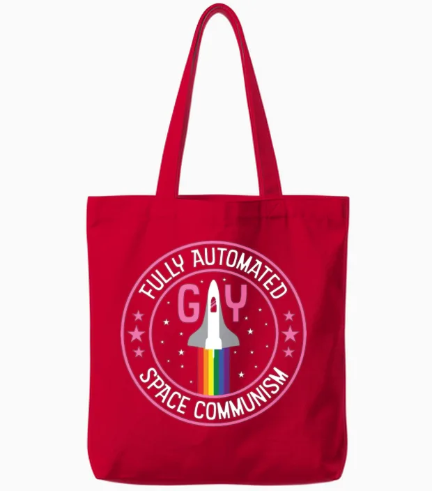 Fully Automated Gay Space Communism Tote Bags in Red