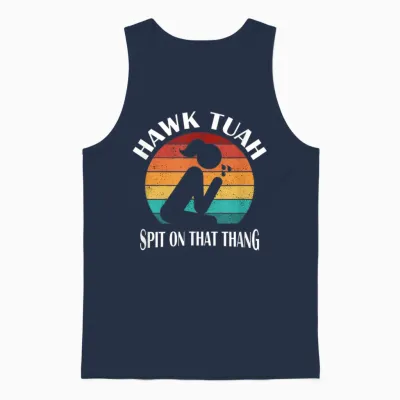 Hawk Tuah Unisex Tank Top - Navy