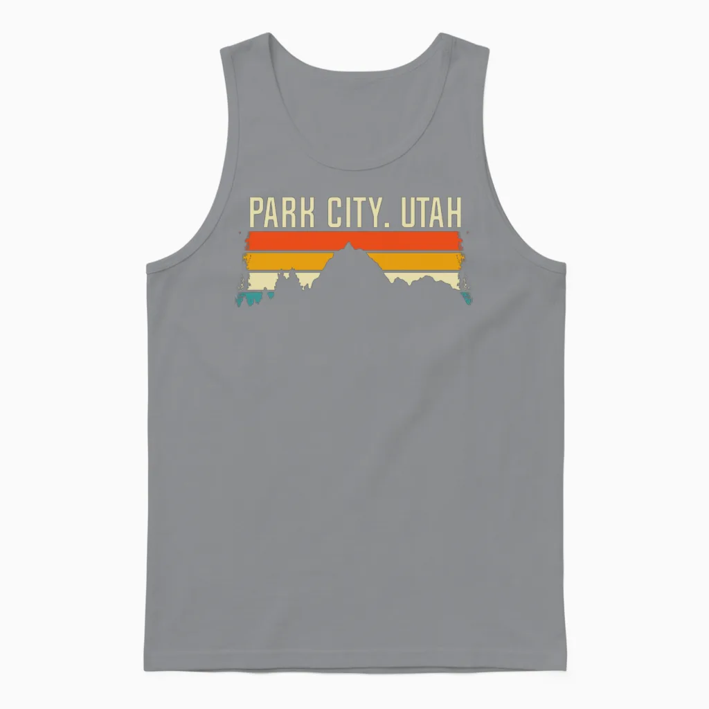 Park City Utah Retro Vintage, Retro Mountain Utah Unisex Tank Top in Sport Grey