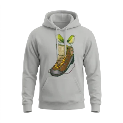 Rock Wrens on a Hiking Boot Unisex Hoodie - Ash