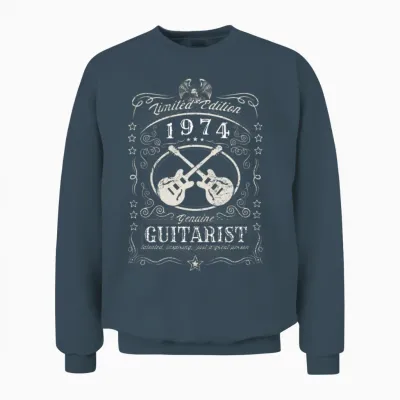 Vintage 1974 Guitarist Birthday Gift Guitar Player Unisex Sweatshirt - Dark Heather