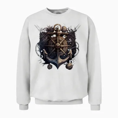 Anchor and Compass from Sailing Ship Maritime Sea Captain T-Shirt, Black Unisex Sweatshirt - White