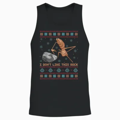 I Don't Like This Rock Marcus the Worm Ugly Sweater Xmas Unisex Tank Top - Black