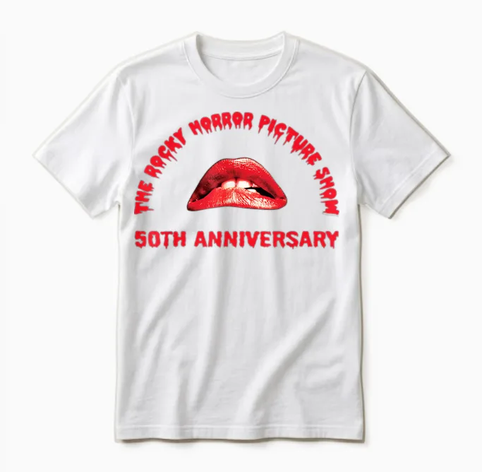 The Rocky Horror Picture Show 50th Anniversary Lips Logo Unisex T-Shirt in White