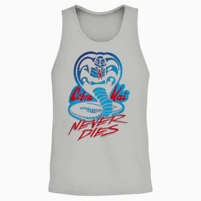 Cobra Kai Never Dies Blue and Red Cobra Logo Tv Show Unisex Tank Top - Ash