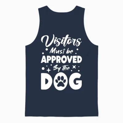 Visitors Approved by the Dog Dog Mom Dogfather Unisex Tank Top - Navy