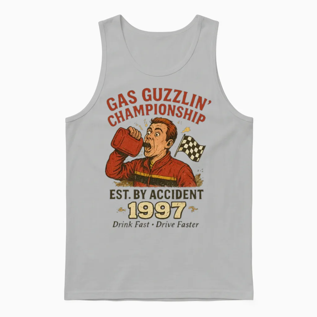 World Championship Gas Chugging Unisex Tank Top in Ash