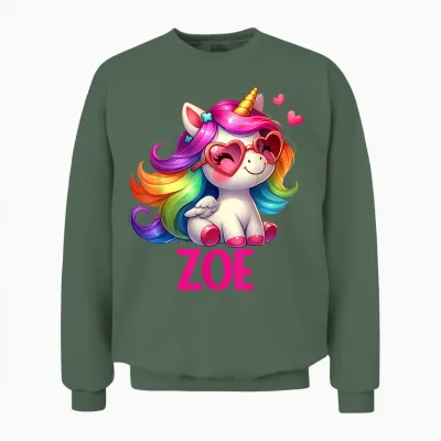 Design Personnalisé Avec Nom De Licorne Zoe Unisex Sweatshirt - Military Green