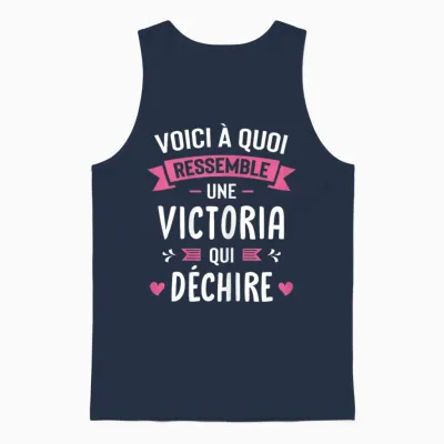 Women's Humour Personalised Gift Victoria Qui Déchire T-Shirt, Black, Female X-Small Unisex Tank Top - Navy