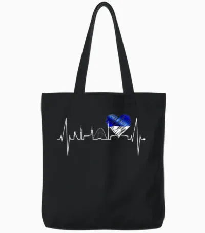 Gelsenkirchen Skyline Heartbeat Fan Heart Love Ruhrgebiet T-Shirt, Black, S Tote Bags - Black