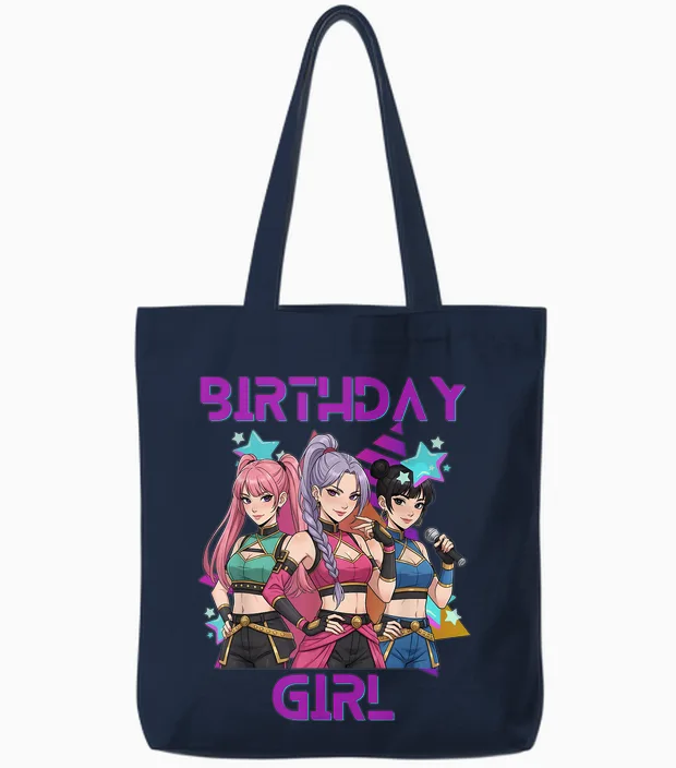 K-Pop K-Pop 6 Years Birthday Girl Tote Bags in Navy