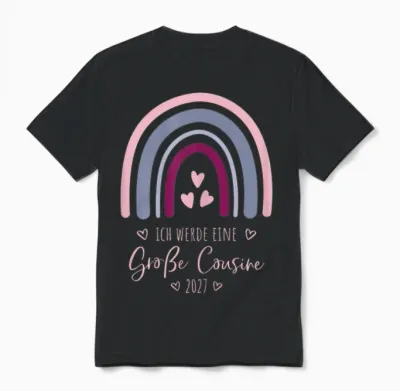 Ich Werde Eine Große Cousine 2027 Regenbogen Kinder Unisex T-Shirt - Black