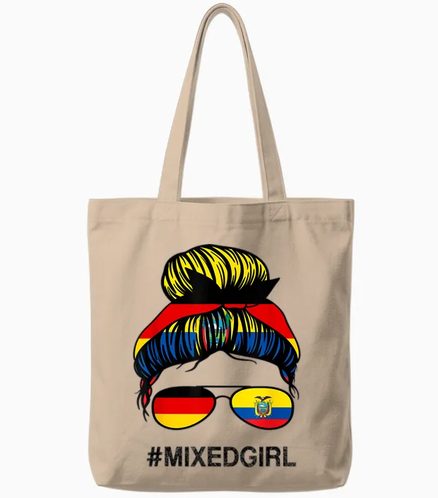 Ecuador Deutschland Flagge Ecuadorianisch Deutsch Messy Bun Tote Bags in Natural