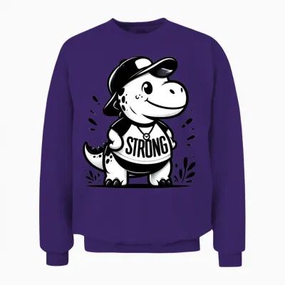 Strong Dinosaur ( Black & White ) Unisex Sweatshirt - Purple