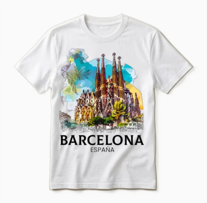 Barcelona Spain Espana Unisex T-Shirt in White