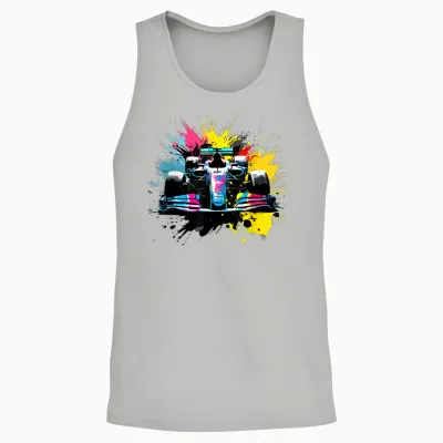Colorful Racing Car Splash Art Racing Driver Unisex Tank Top - Ash