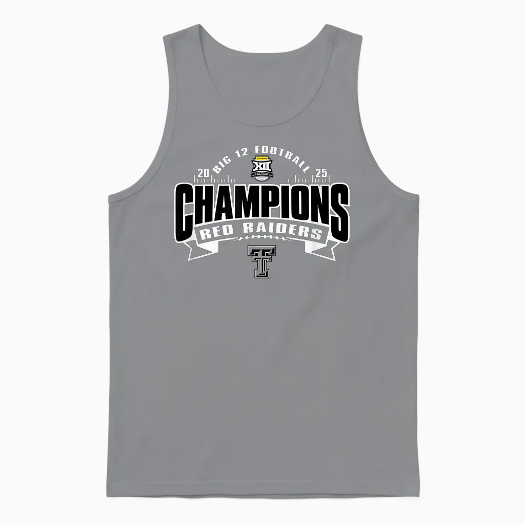 Texas Tech Red Raiders Big 12 Champs 2025 Football Unisex Tank Top in Sport Grey