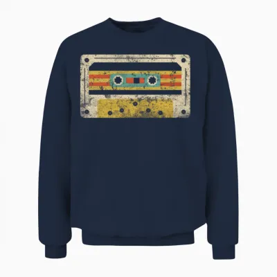 Retro Vintage Cassette Unisex Sweatshirt - Navy