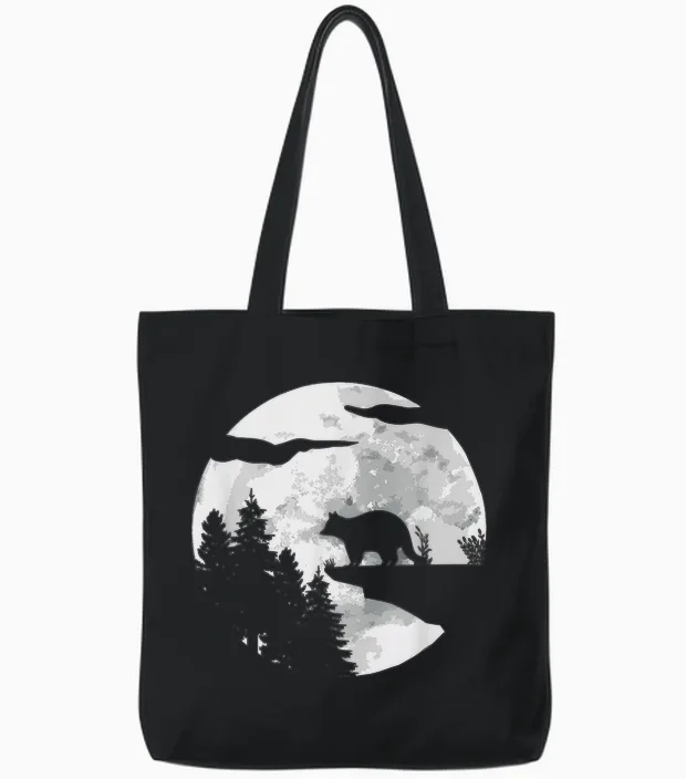 Waschbären Vollmond - Lustiger Waschbär Tote Bags in Black