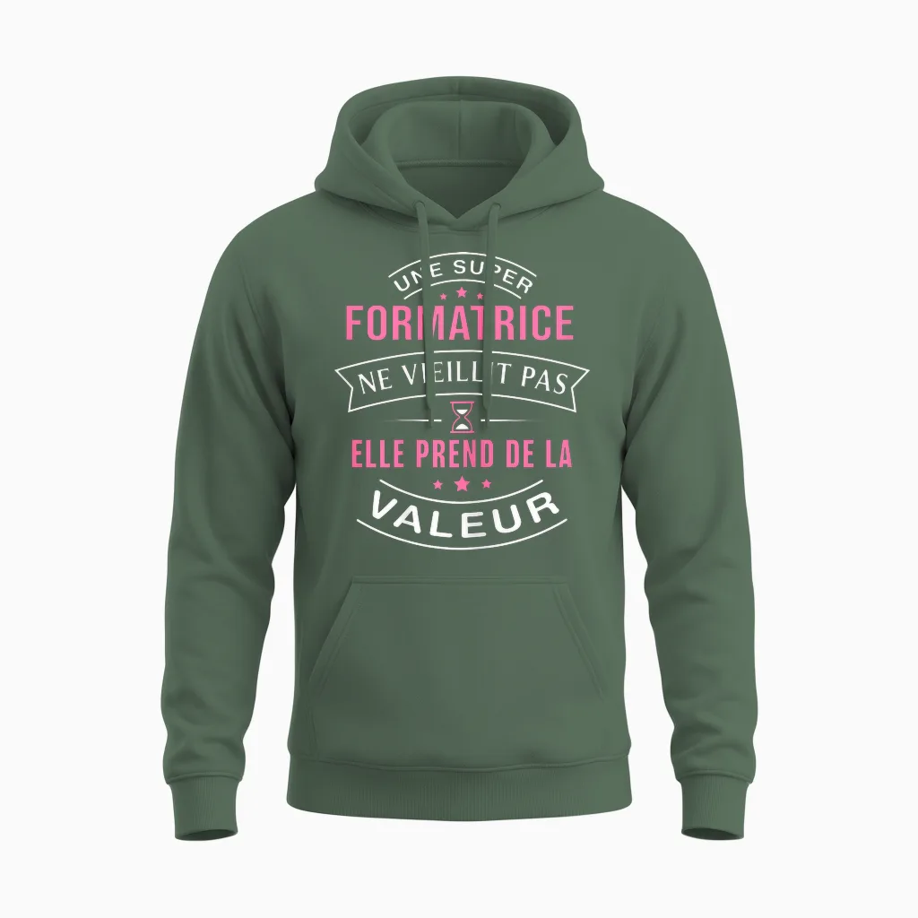 A Super Trainer Does Not Age Gift Trainer T-Shirt, Black, Female X-Small Unisex Hoodie in Military Green