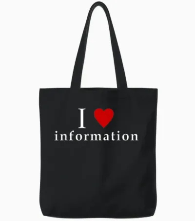 I Love Information Meme Funny Design I Love Info Meme Tote Bags - Black