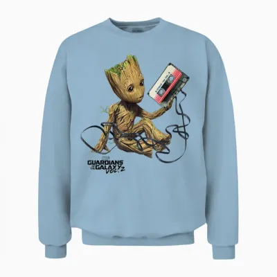 Guardians of the Galaxy Vol2 Groot Tape T-Shirt, White Unisex Sweatshirt - Light Blue