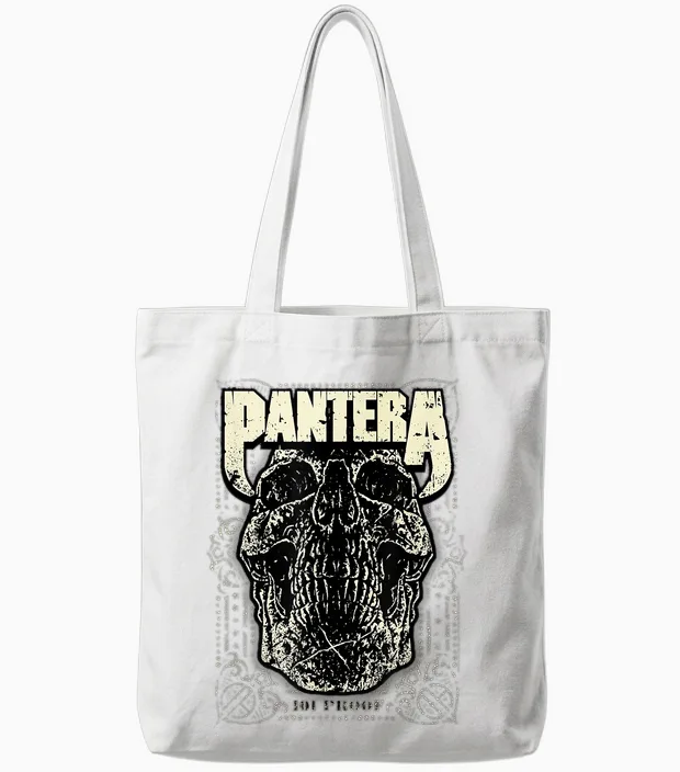 Pantera Revolution Skull Halloween Tote Bags in White