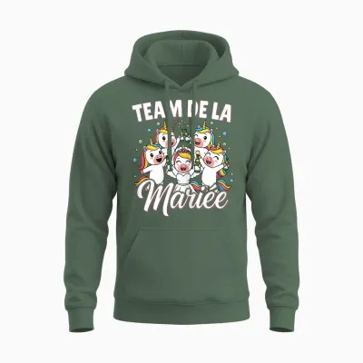 Team De La Bride - Evjf Women's Unicorn Bride to Be Unisex Hoodie - Military Green