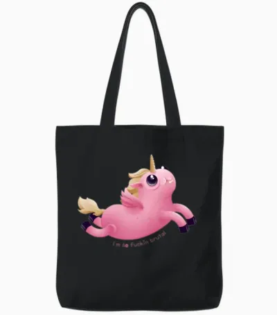 Funny Unicorn Tote Bags - Black