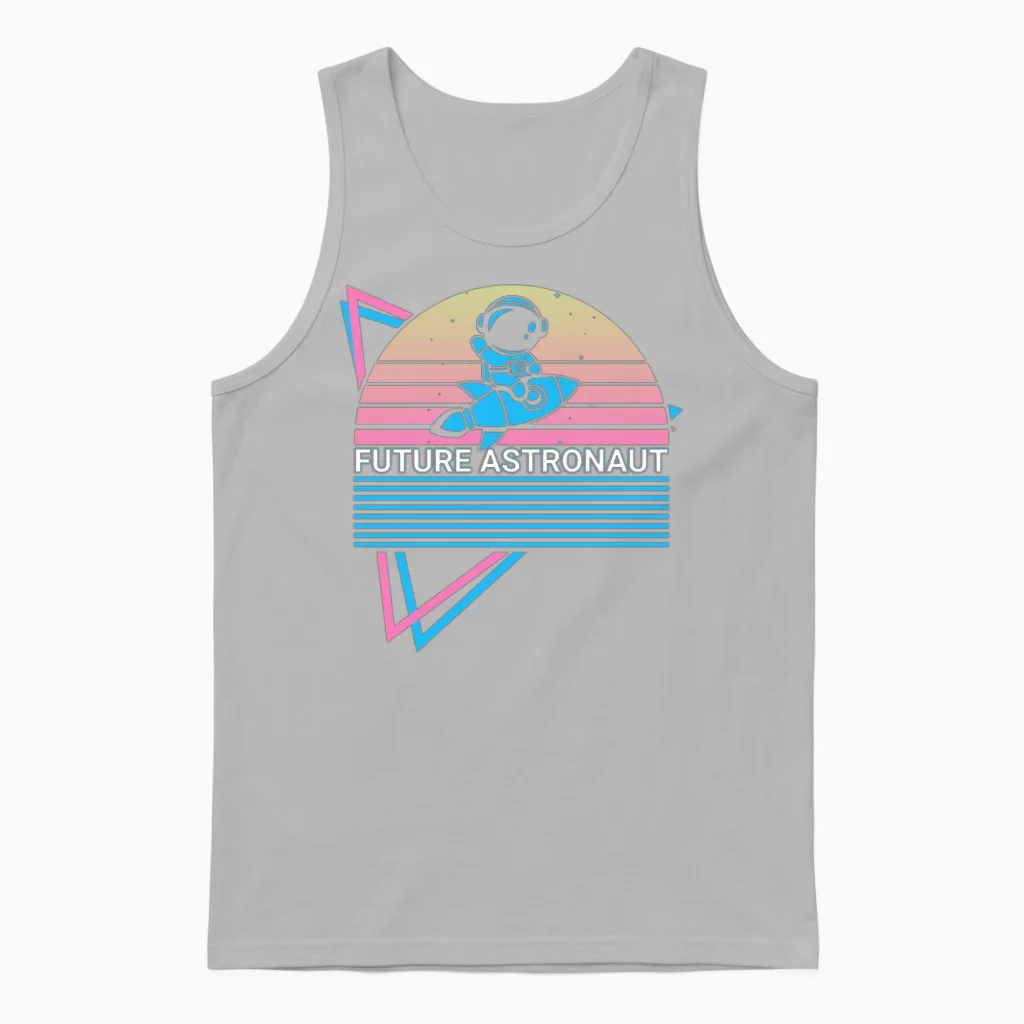 Astronaut Retro Unisex Tank Top in Ash