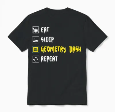 Eat Sleep Geometry Dash Repeat Retro Jumper Repeat Unisex T-Shirt - Black