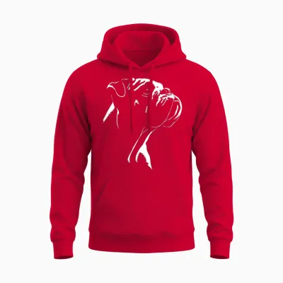 Old English Bulldog Portrait Silhouette Dog Epo Bulldog Unisex Hoodie - Red