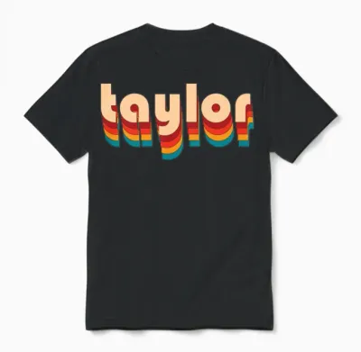 Retro Taylor Name Unisex T-Shirt - Black