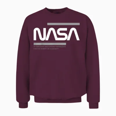 Nasa Worm White Grey Unisex Sweatshirt - Maroon