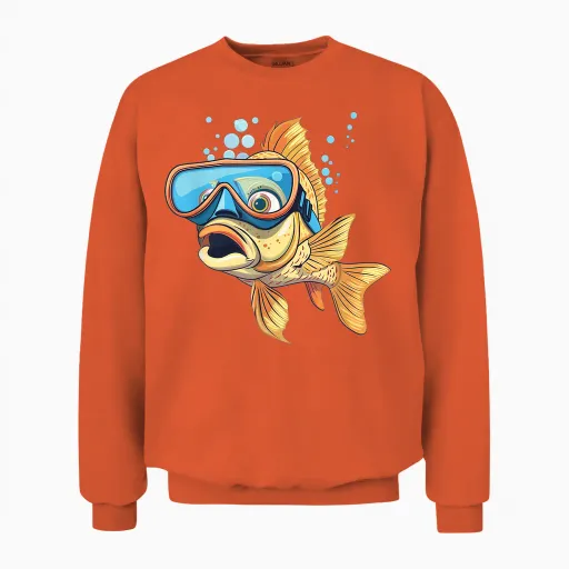 Funny Fish Glasses Costume for Boys and Girls T-Shirt, Black, S Unisex Sweatshirt - Orange