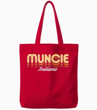 Retro Muncie Indiana Tote Bags - Red