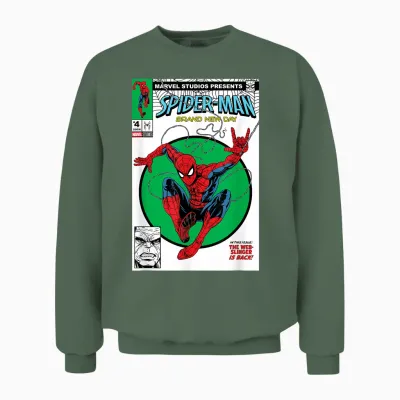 Marvel Studios Spider-Man: Bnd Movie 2026 Comic Cover Homage Unisex Sweatshirt - Military Green