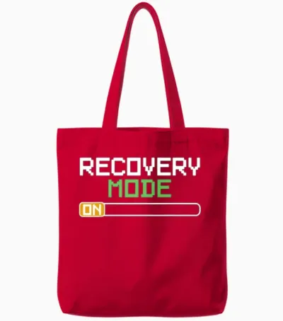 Recovery Mode on Get Well Gifts Funny Injury Tote Bags - Red