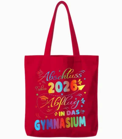 Schulkind Abschluss Grundschule 2026 Einschulung Gymnasium Tote Bags - Red