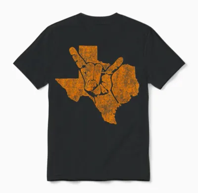 Texas Pride Hook 'em Distressed Men Women Unisex T-Shirt - Black