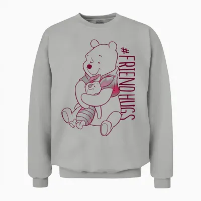 Disney Winnie the Pooh Piglet the Pooh Friend Hugs T-Shirt, White, S Unisex Sweatshirt - Ash
