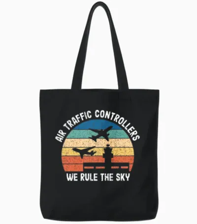Air Traffic Controller Atc Air Traffic Control Tote Bags - Black