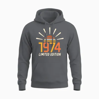 50th Birthday Vintage 1974 Limited Edition Gift Unisex Hoodie - Charcoal