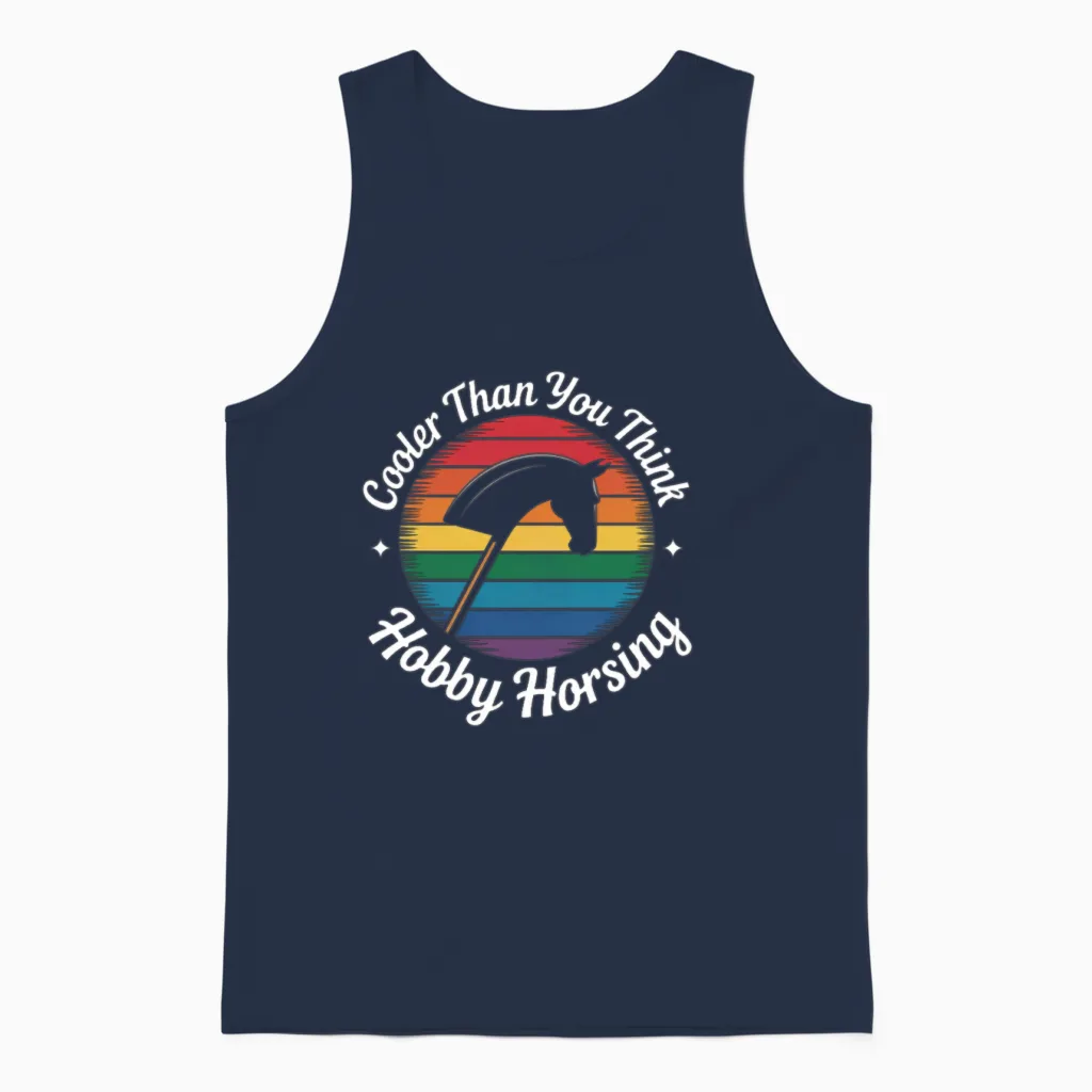 Cooler Than You Think Hobby Horsing Hobby Horse Unisex Tank Top in Navy