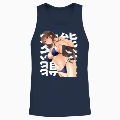 Anime Manga Lewd Esthétique Waifu Otaku Soumis Japonais Unisex Tank Top - Navy