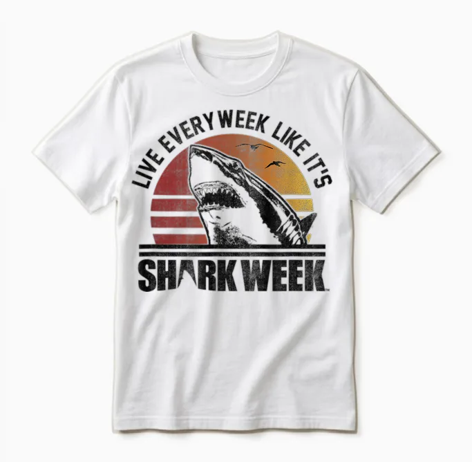 Shark Week Live Every Week Like It's Shark Week Vintage Unisex T-Shirt in White