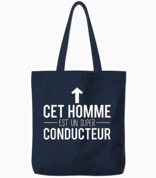 This Man Is a Super Driver Humor T-Shirt, Black, S Tote Bags - Navy
