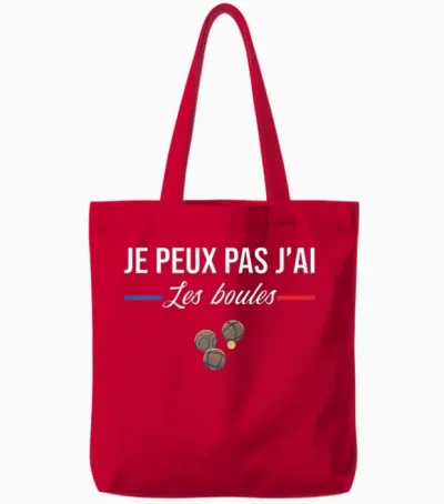 Je Peux Pas J'ai Les Boules Boccia Boule Pétanque Funny T-Shirt, Black, S Tote Bags - Red