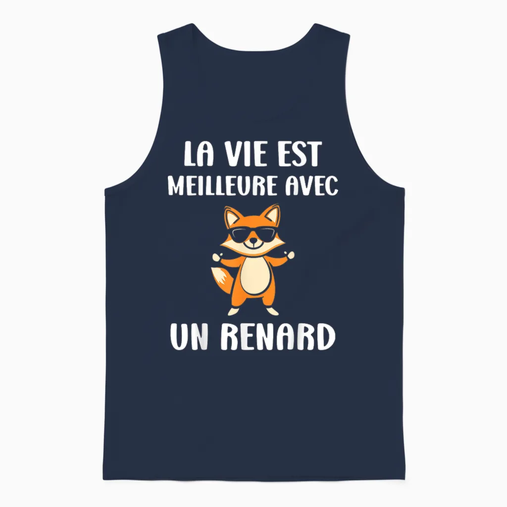 Little Cute Foxes Life Is Better with a Fox Unisex Tank Top in Navy