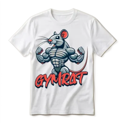 Gymrat! Funny Muscular Rat Cartoon Unisex T-Shirt - White